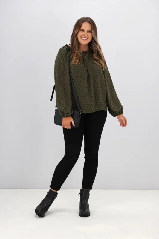 Stella + Gemma Ettie Top Khaki Green sold by Shine On