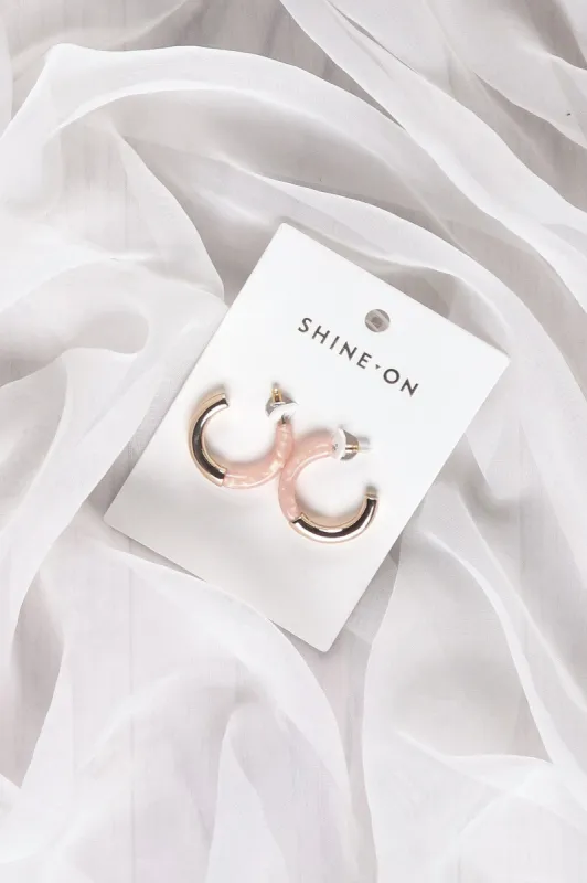 Shine On Label Pink Tort Hoop Earring Gold sold by Shine On