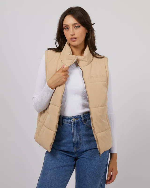 All About Eve Classic Puffer Vest Oatmeal sold by Shine On