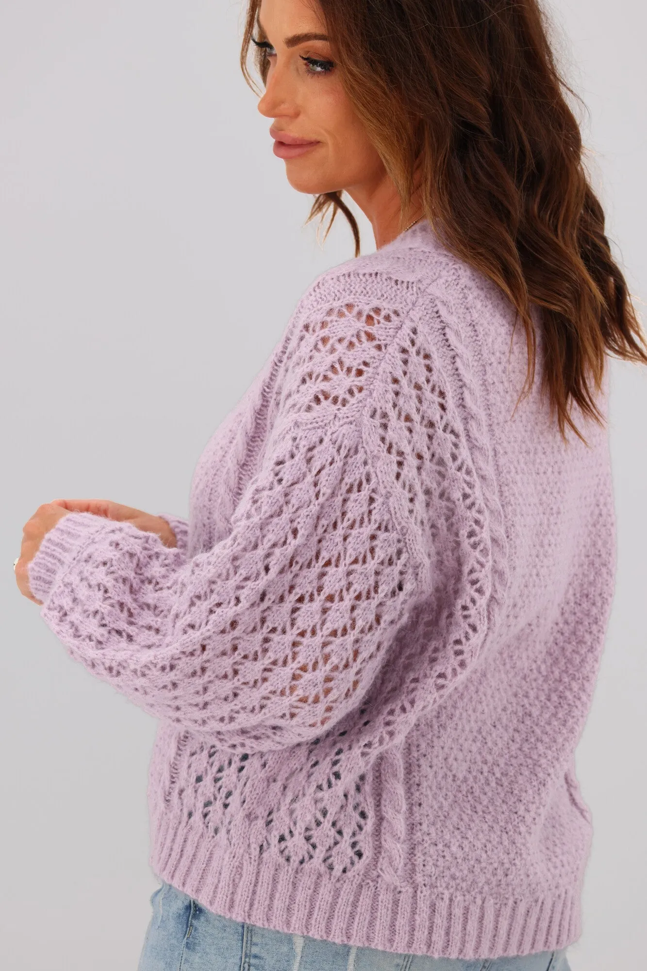 Shine On Label Minna Pointelle Cardigan Lilac sold by Shine On product image thumbnail 4