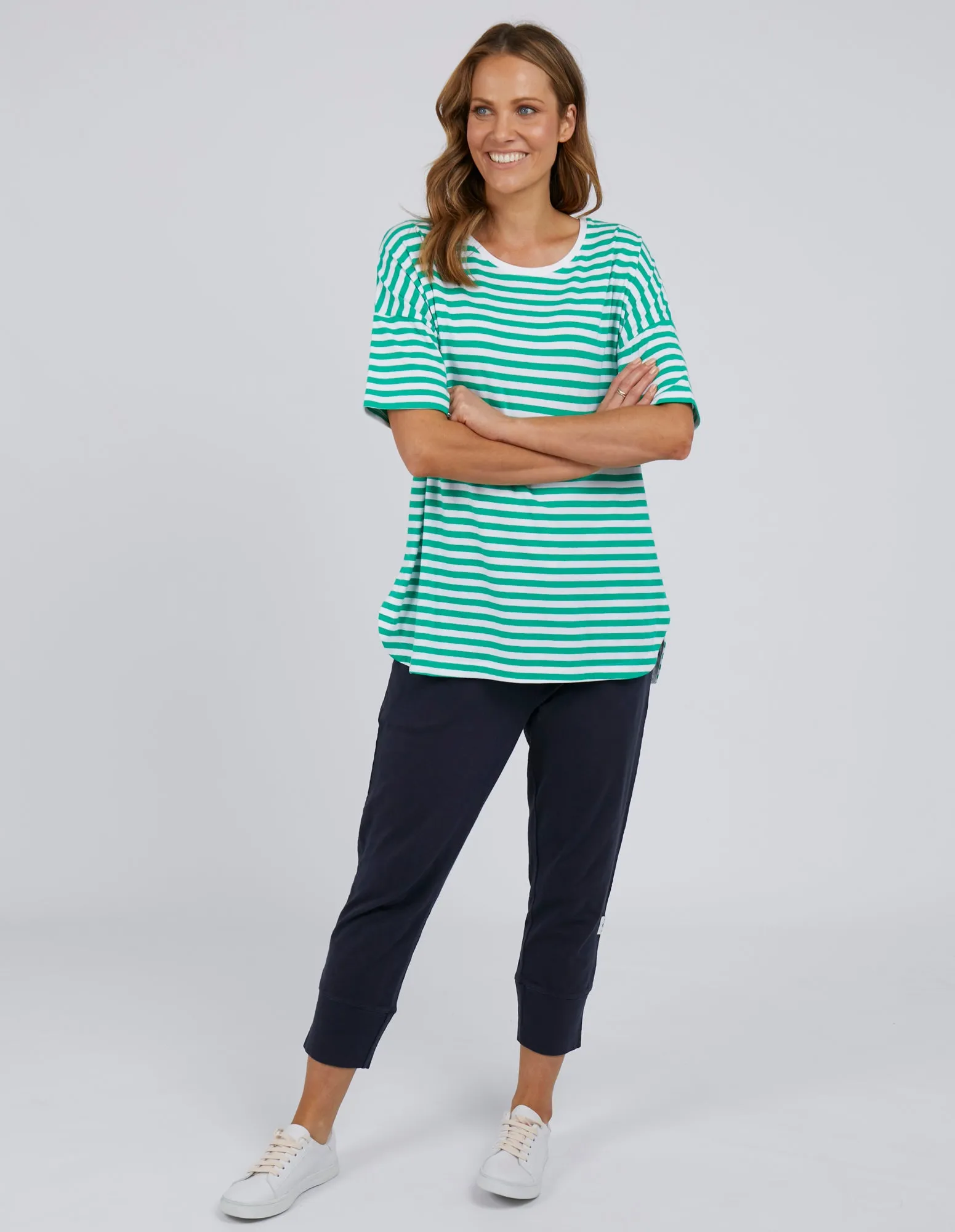 Elm Lauren Stripe S/S Tee Bright Green & White Stripe sold by Shine On product image thumbnail 3