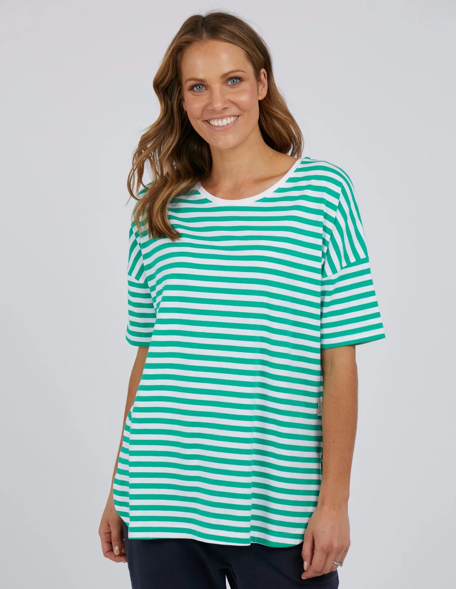Elm Lauren Stripe S/S Tee Bright Green & White Stripe sold by Shine On