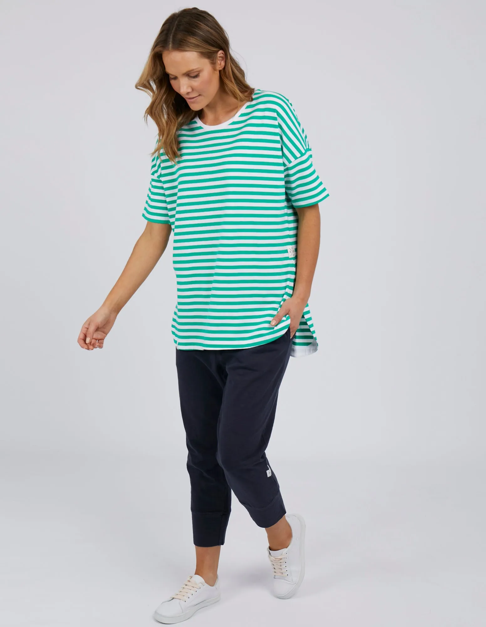 Elm Lauren Stripe S/S Tee Bright Green & White Stripe sold by Shine On product image thumbnail 2