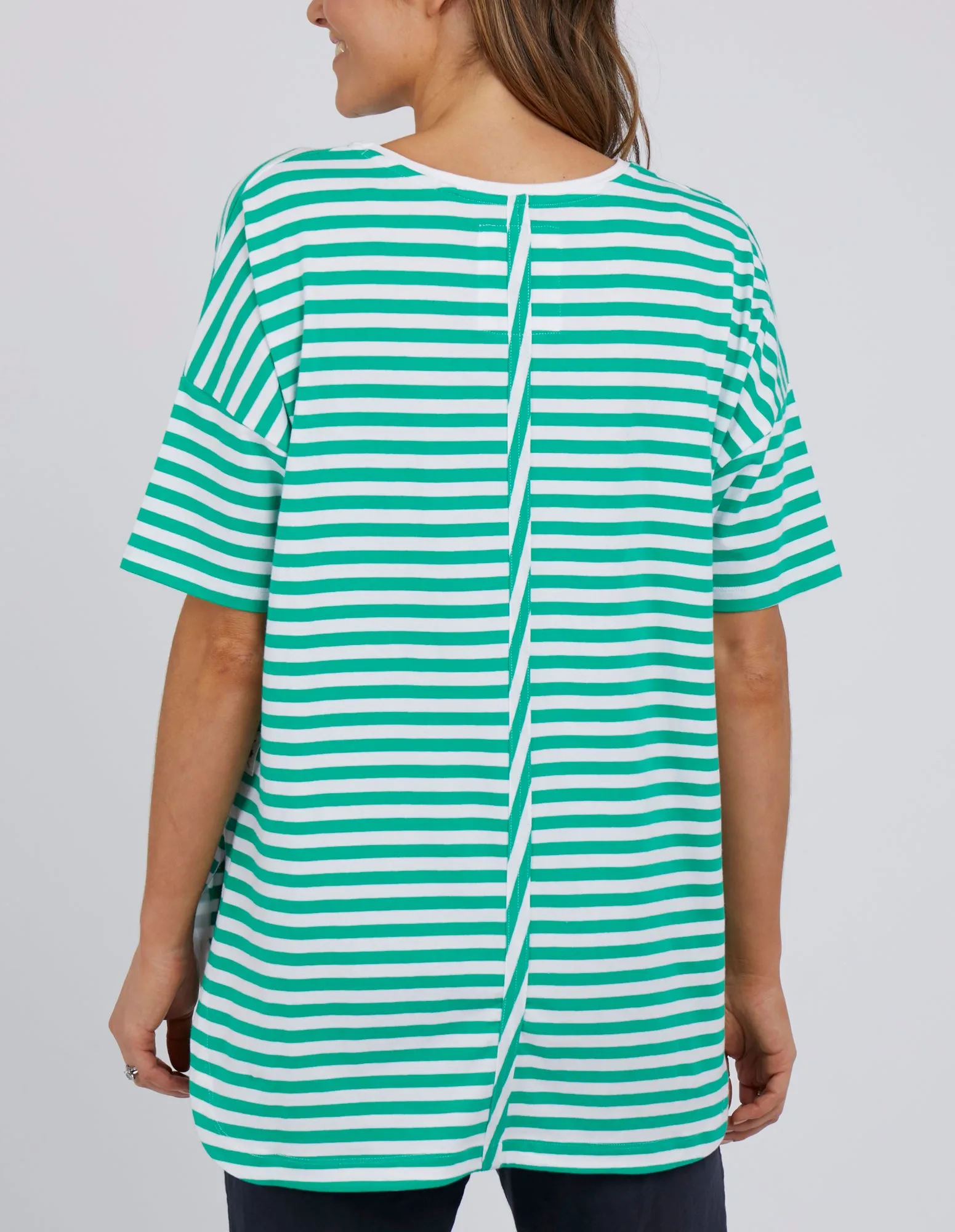 Elm Lauren Stripe S/S Tee Bright Green & White Stripe sold by Shine On product image thumbnail 4
