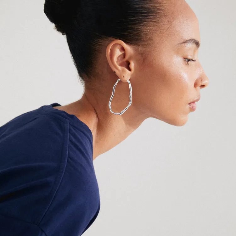 Pilgrim Light Recycled Large Hoops Silver Plated sold by Shine On