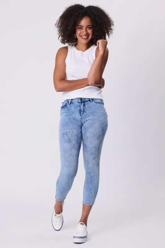 Shine On Label Cropped Sculpt Jeans Blue sold by Shine On