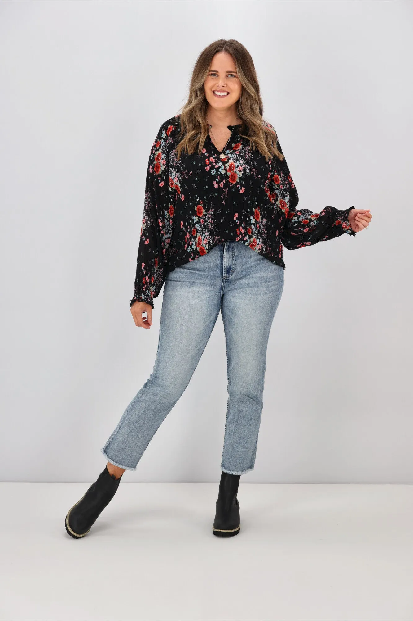 Gloss By Shine On Mila Micro Pleated Blouse Black sold by Shine On product image thumbnail 3