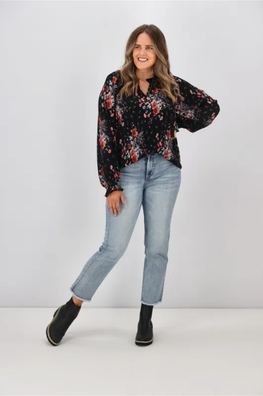 Gloss By Shine On Mila Micro Pleated Blouse Black sold by Shine On