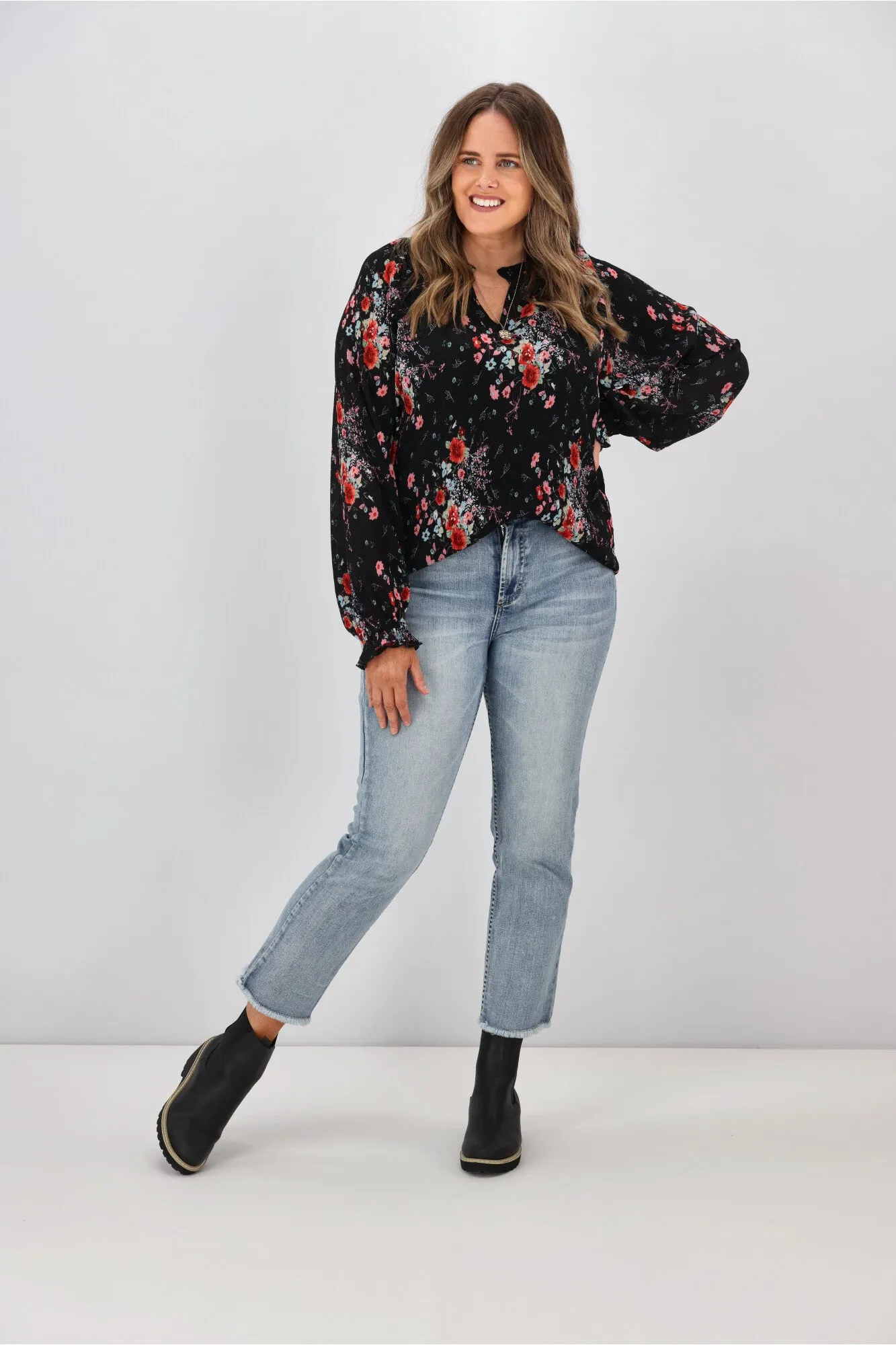 Gloss By Shine On Mila Micro Pleated Blouse Black sold by Shine On