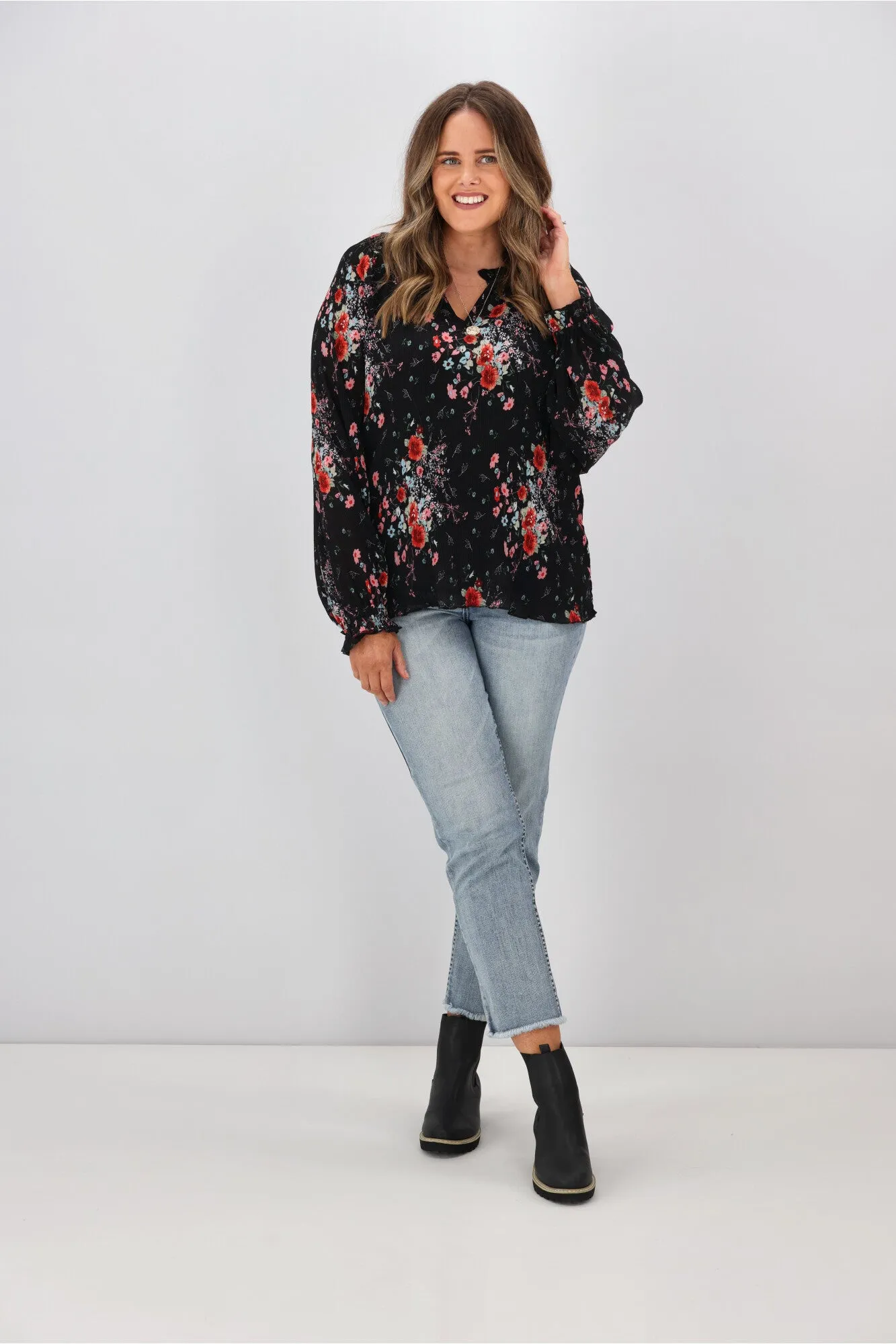 Gloss By Shine On Mila Micro Pleated Blouse Black sold by Shine On product image thumbnail 5