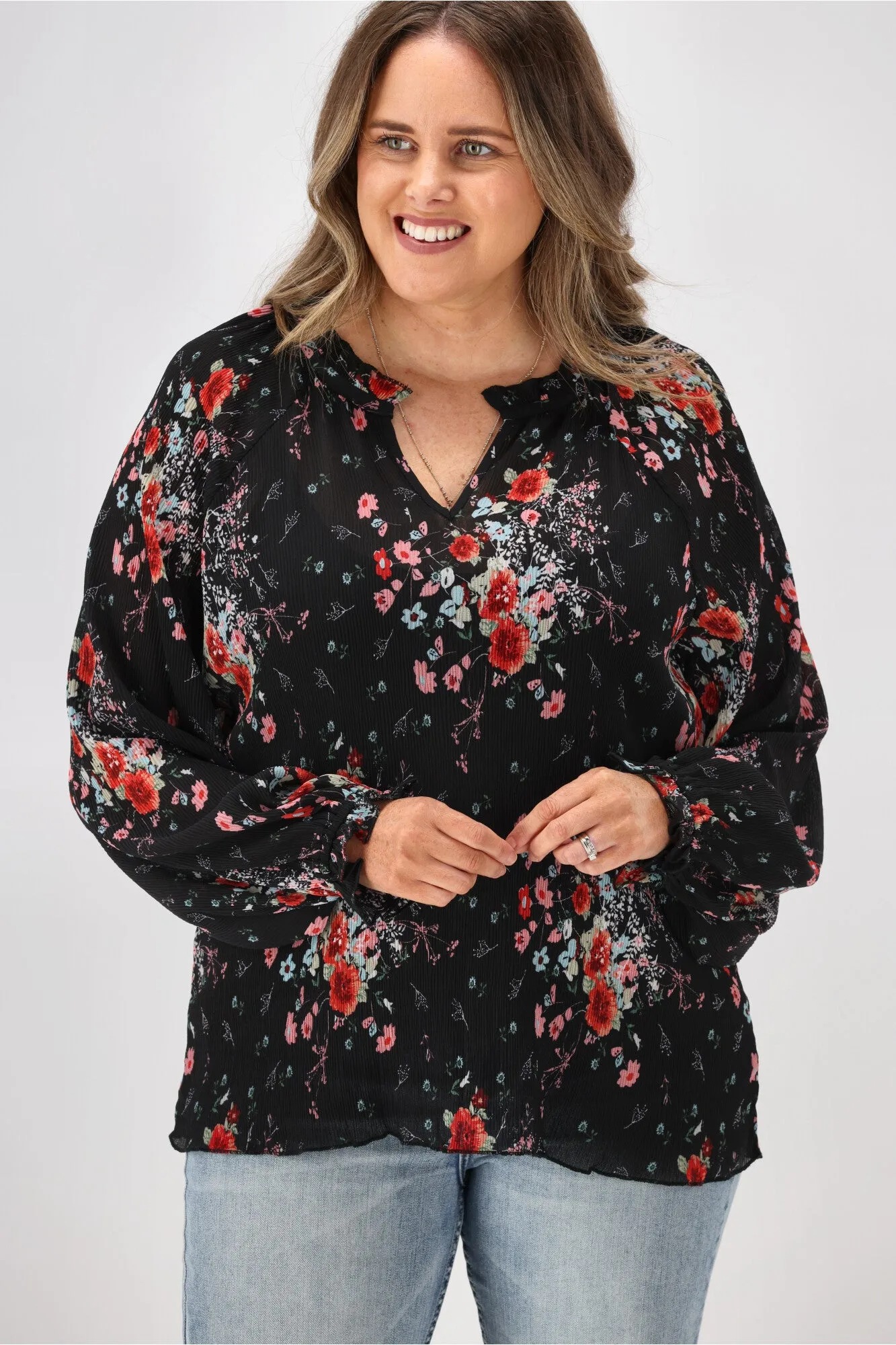 Gloss By Shine On Mila Micro Pleated Blouse Black sold by Shine On product image thumbnail 2