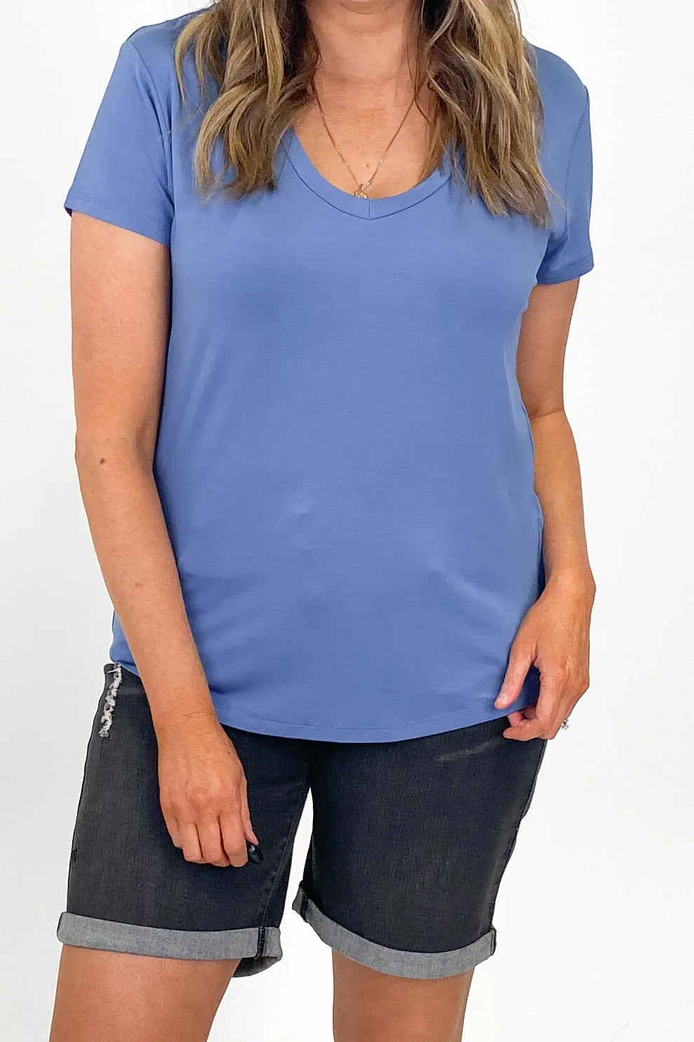 Go Girl Bamboo V Neck Tee Shirt French Blue sold by Shine On product image thumbnail 2