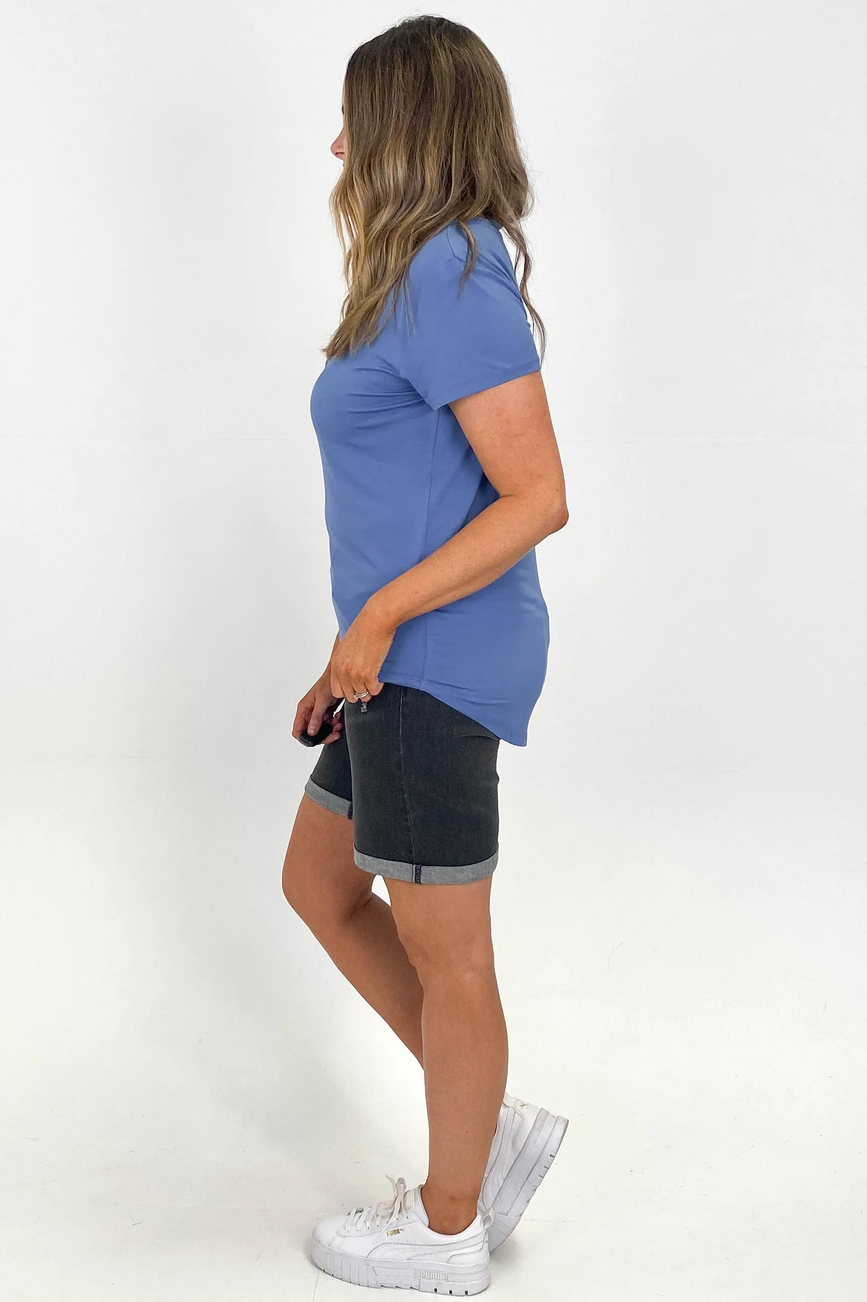 Go Girl Bamboo V Neck Tee Shirt French Blue sold by Shine On product image thumbnail 4