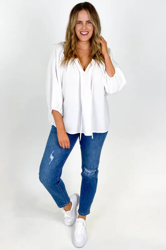 Elm Goldie Blouse White sold by Shine On