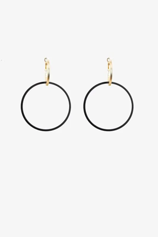 Antler Circle Earring Gold Black made by Antler