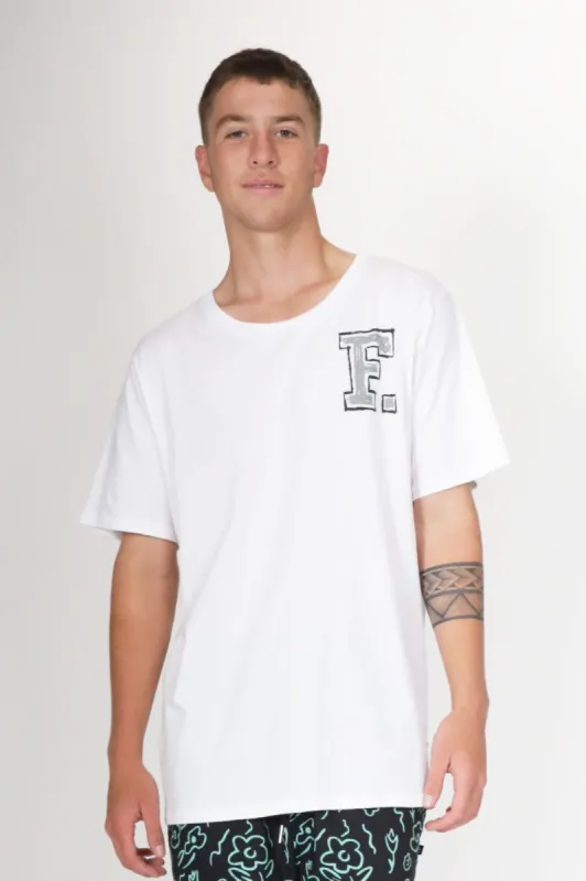 Federation Mens Staple Tee Big F White sold by Shine On