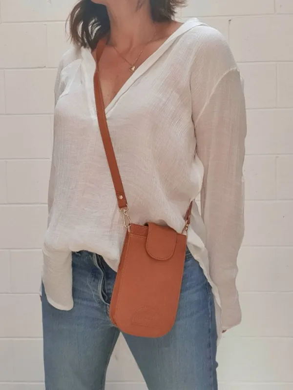 Hello Friday Lexi Phone Bag Tan sold by Shine On