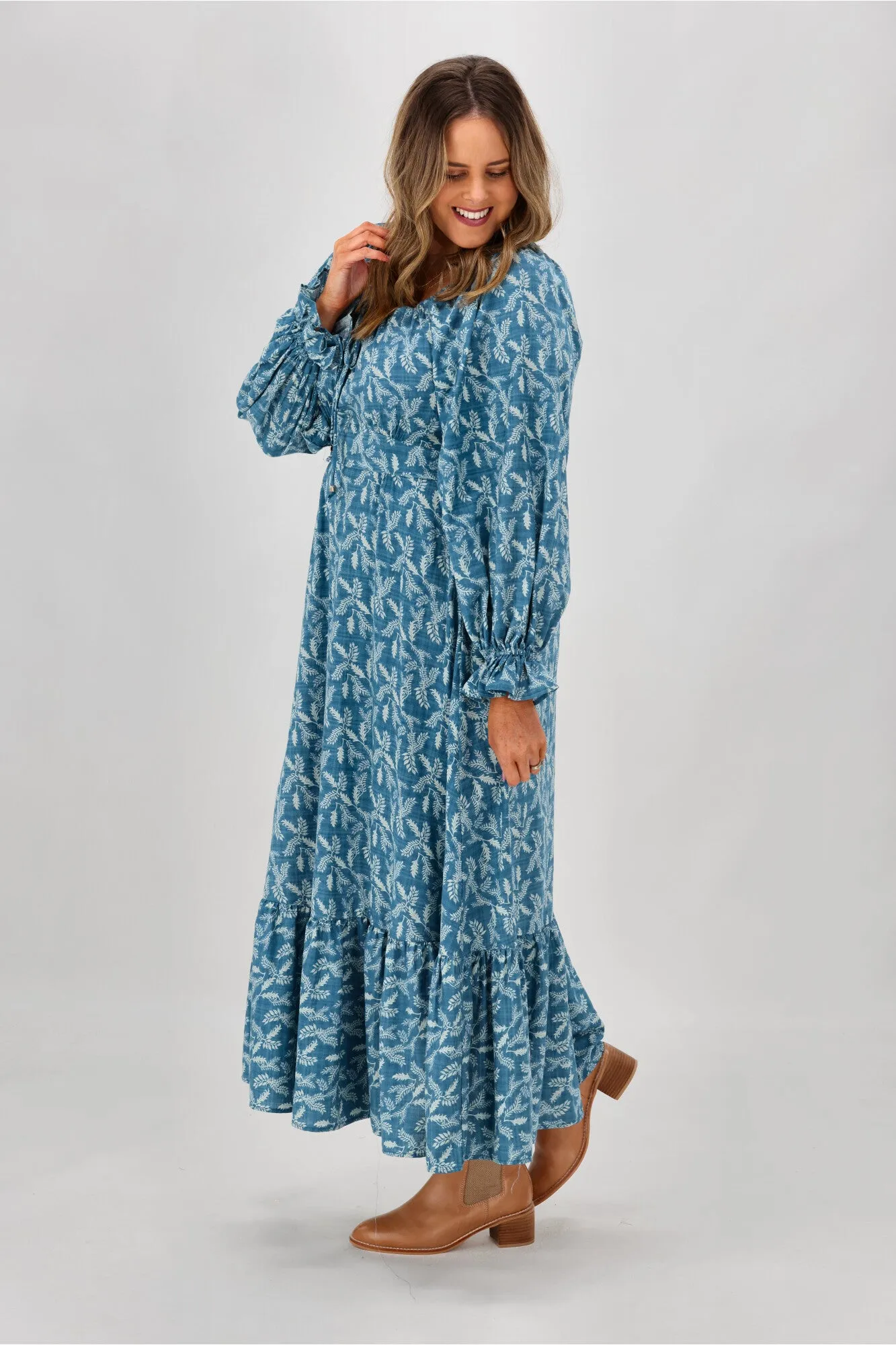 Salty Bright Sara Feather Dress Blue sold by Shine On product image thumbnail 4