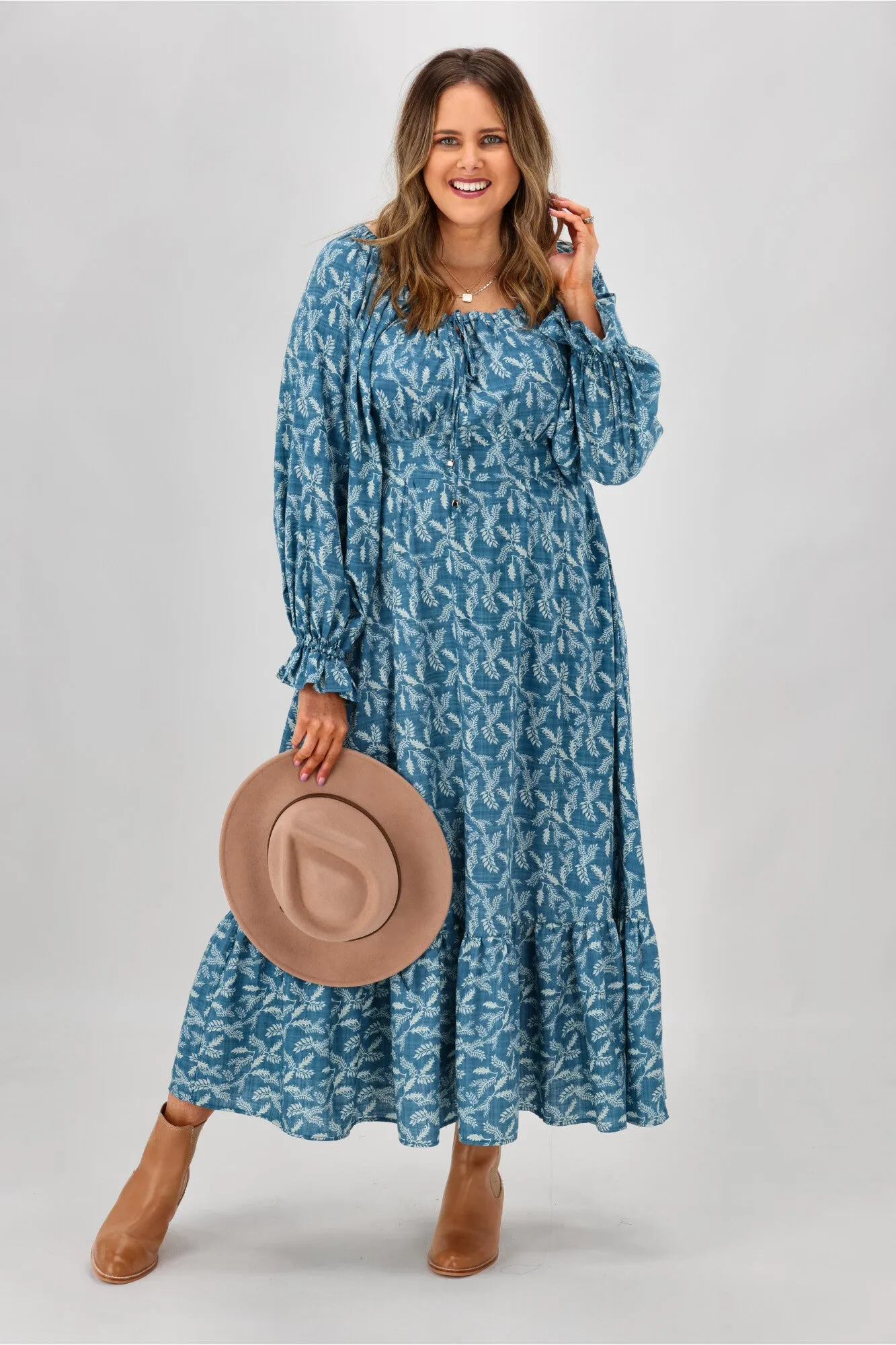 Salty Bright Sara Feather Dress Blue sold by Shine On product image thumbnail 5