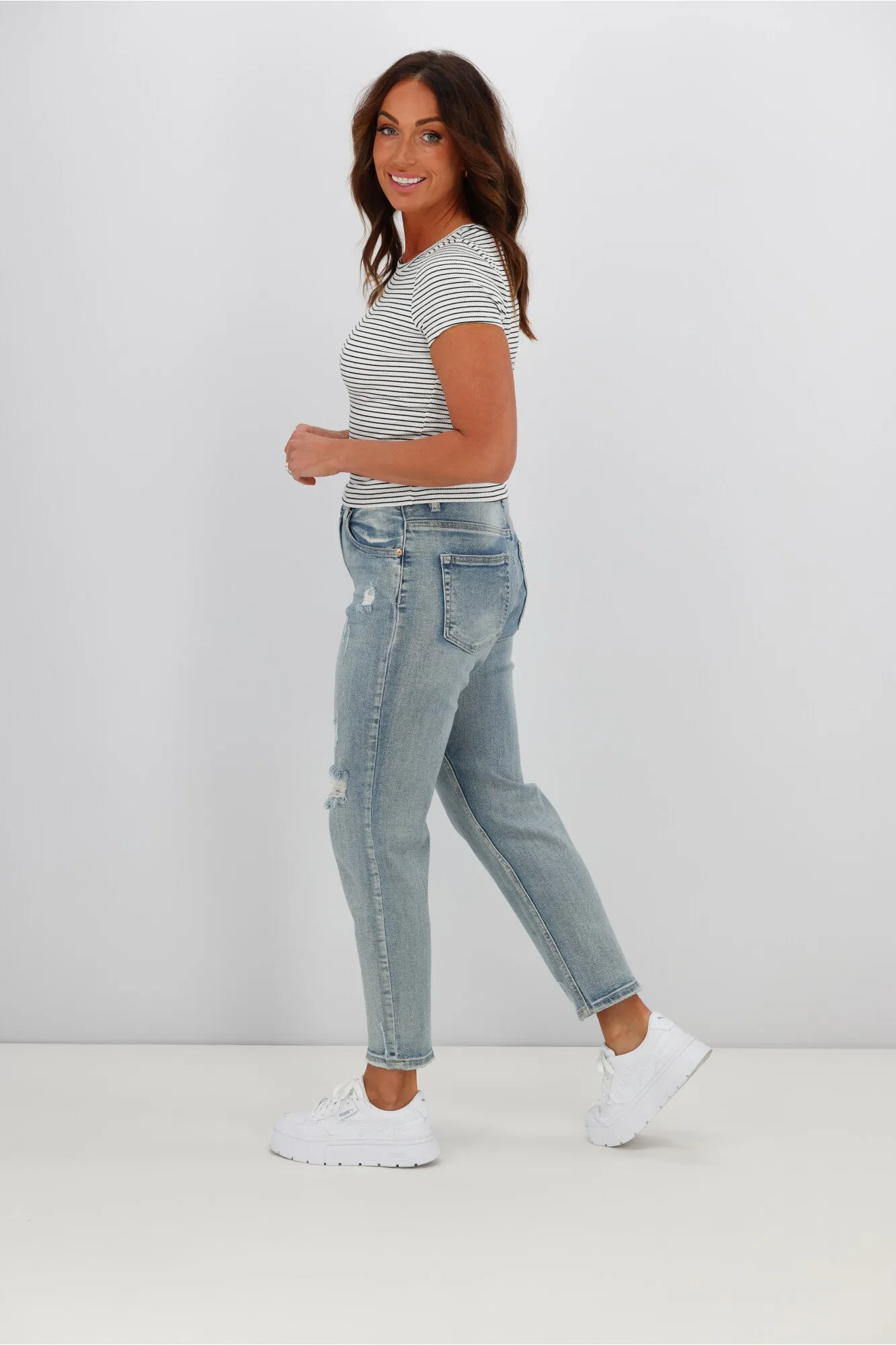 All About Eve Rib Stripe Tee White sold by Shine On product image thumbnail 5