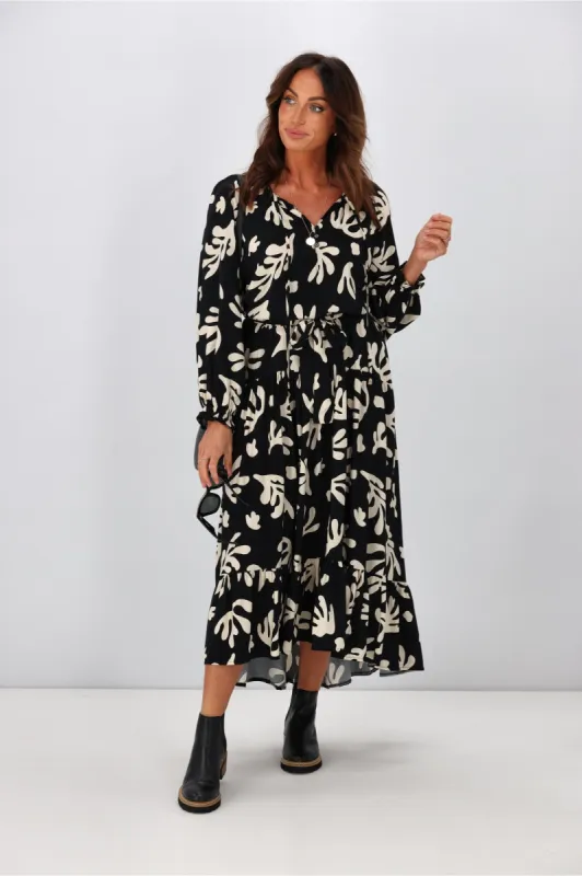 Salty Bright Aurora Midi Dress Black sold by Shine On