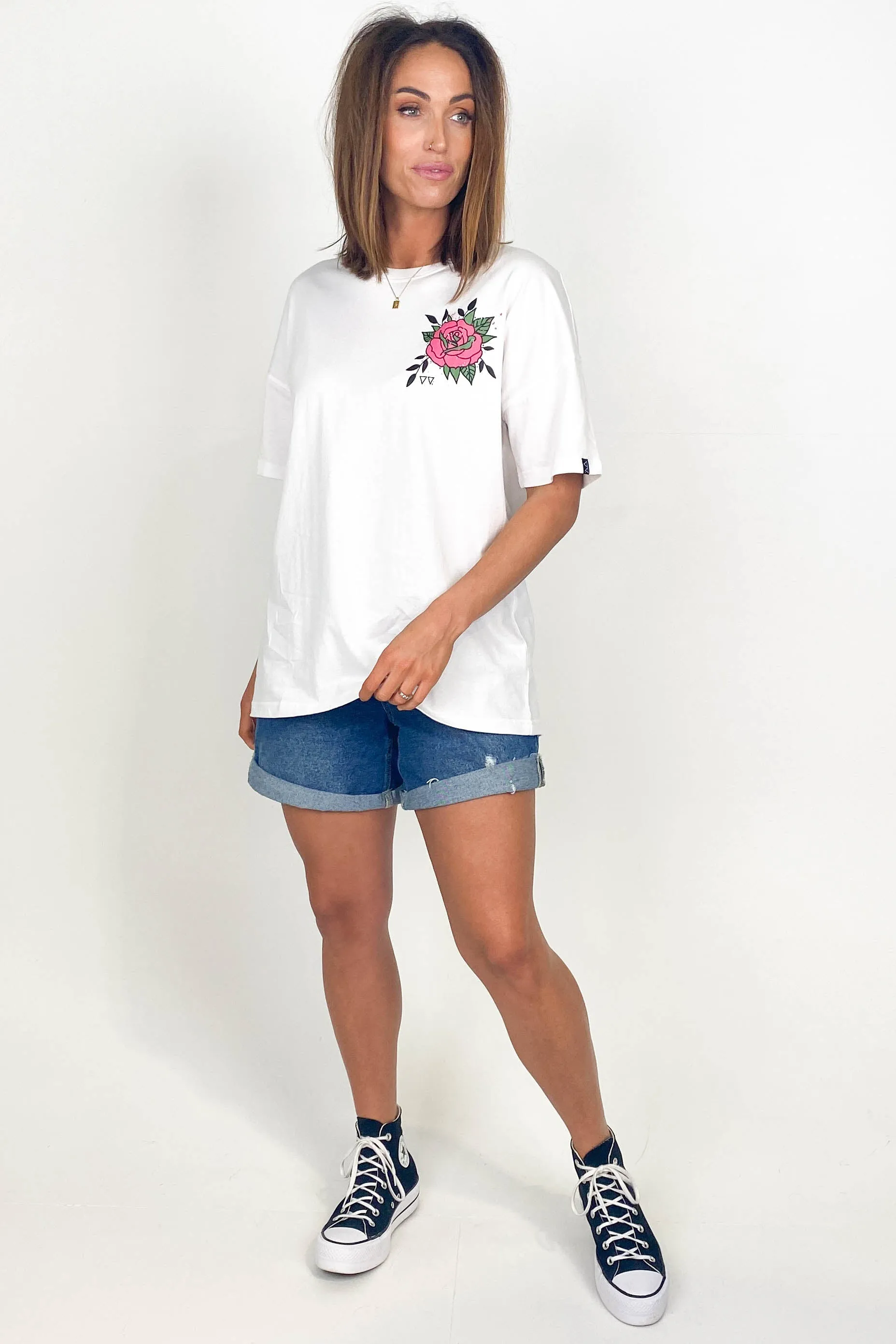 Rebel Club by Shine On Sideways Tee White sold by Shine On product image thumbnail 5