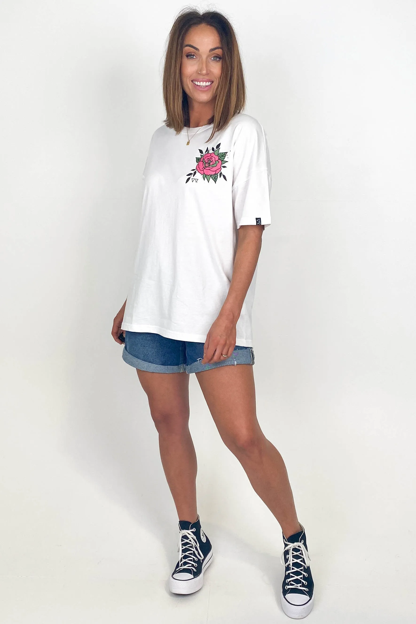 Rebel Club by Shine On Sideways Tee White sold by Shine On product image thumbnail 4
