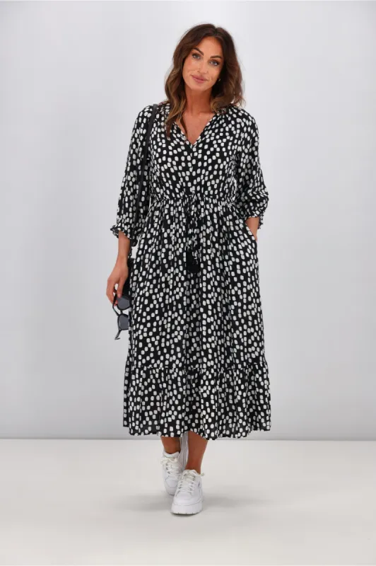 Sunday Boho Taryn Dress Black White Spot sold by Shine On