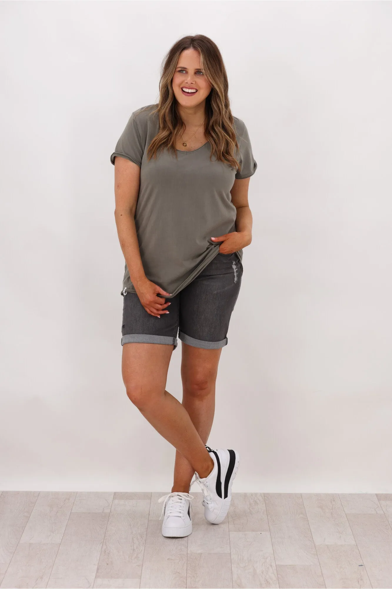 Shine On Label Boyfriend Shorts Washed Charcoal sold by Shine On product image thumbnail 2