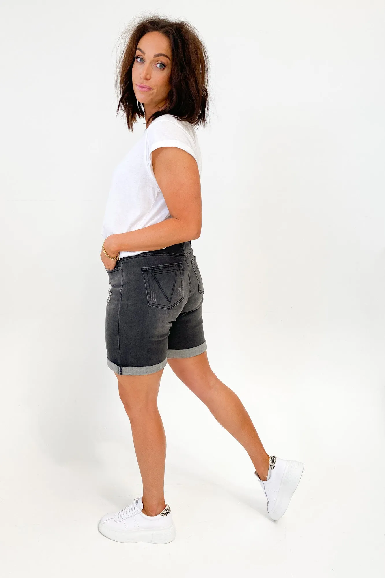 Shine On Label Boyfriend Shorts Washed Charcoal sold by Shine On product image thumbnail 5