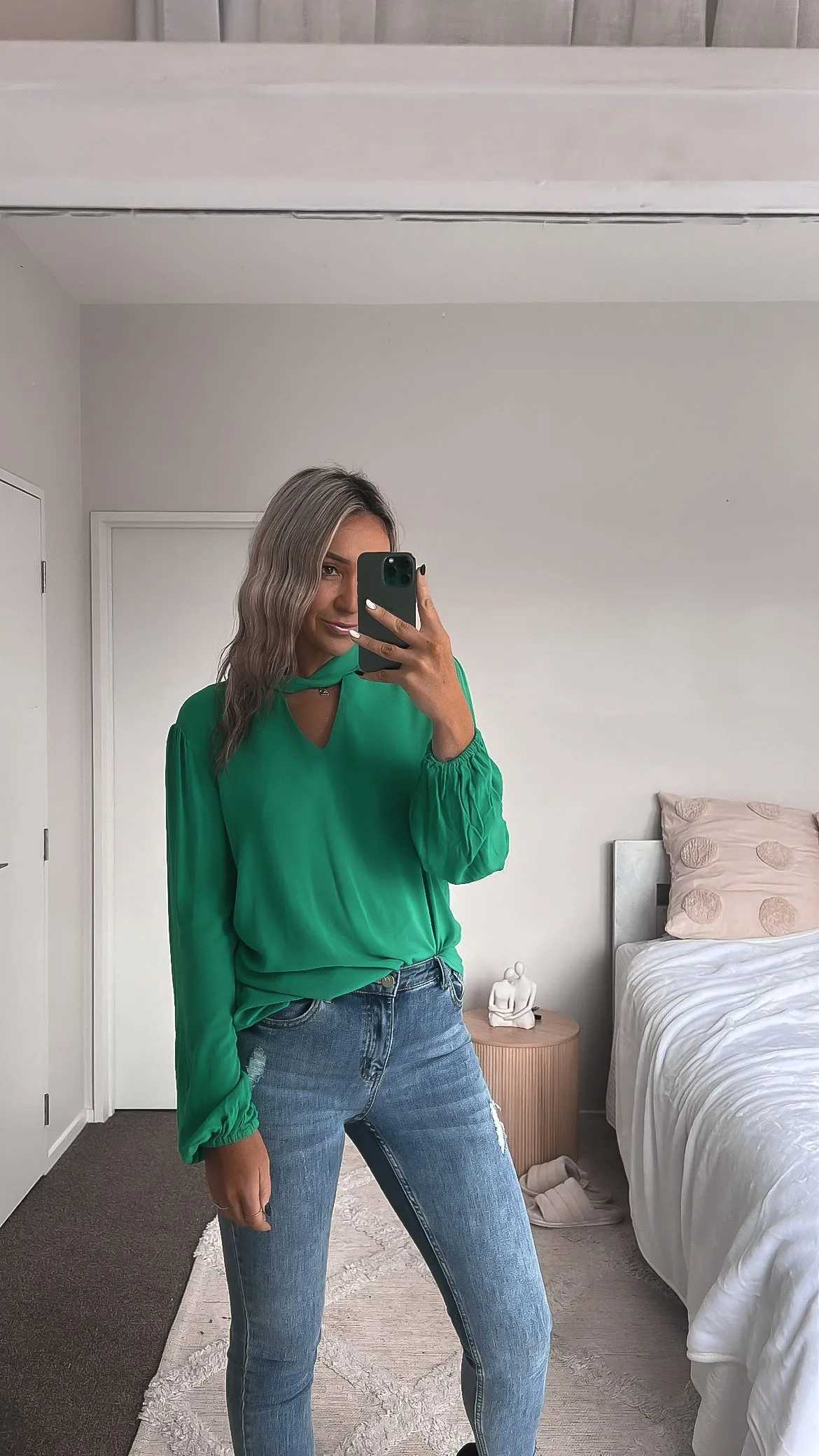 Gloss by Shine On Everleigh Twist Neck Top Emerald sold by Shine On product image thumbnail 3