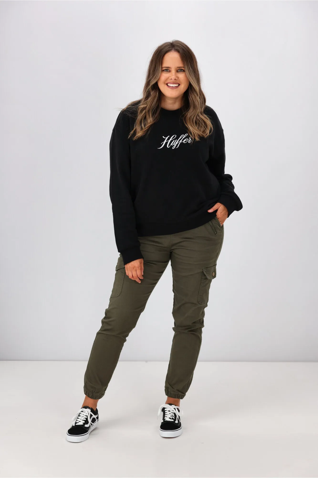 Huffer Womens Slouch Crew Fountain Black sold by Shine On product image thumbnail 3