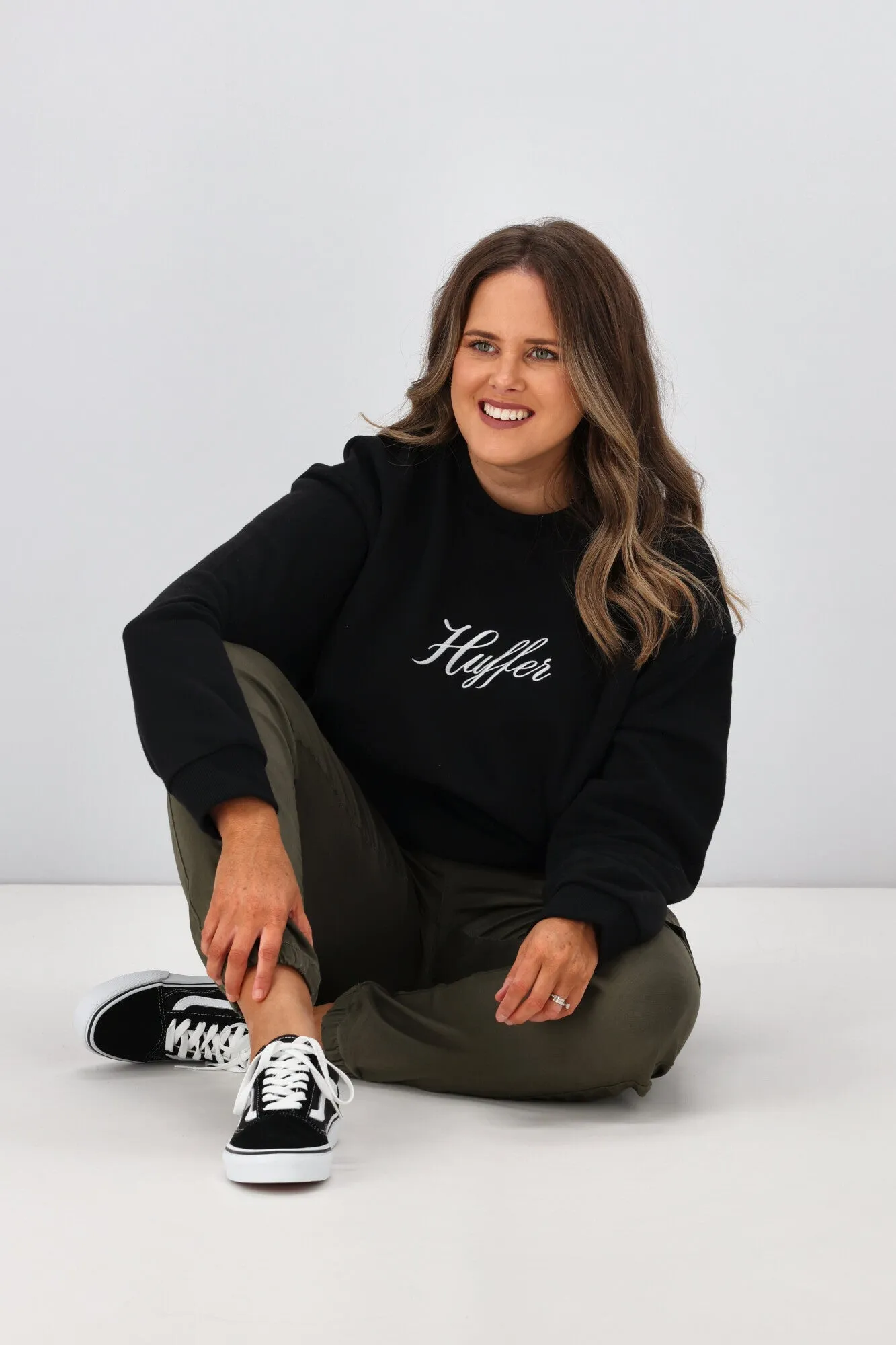 Huffer Womens Slouch Crew Fountain Black sold by Shine On