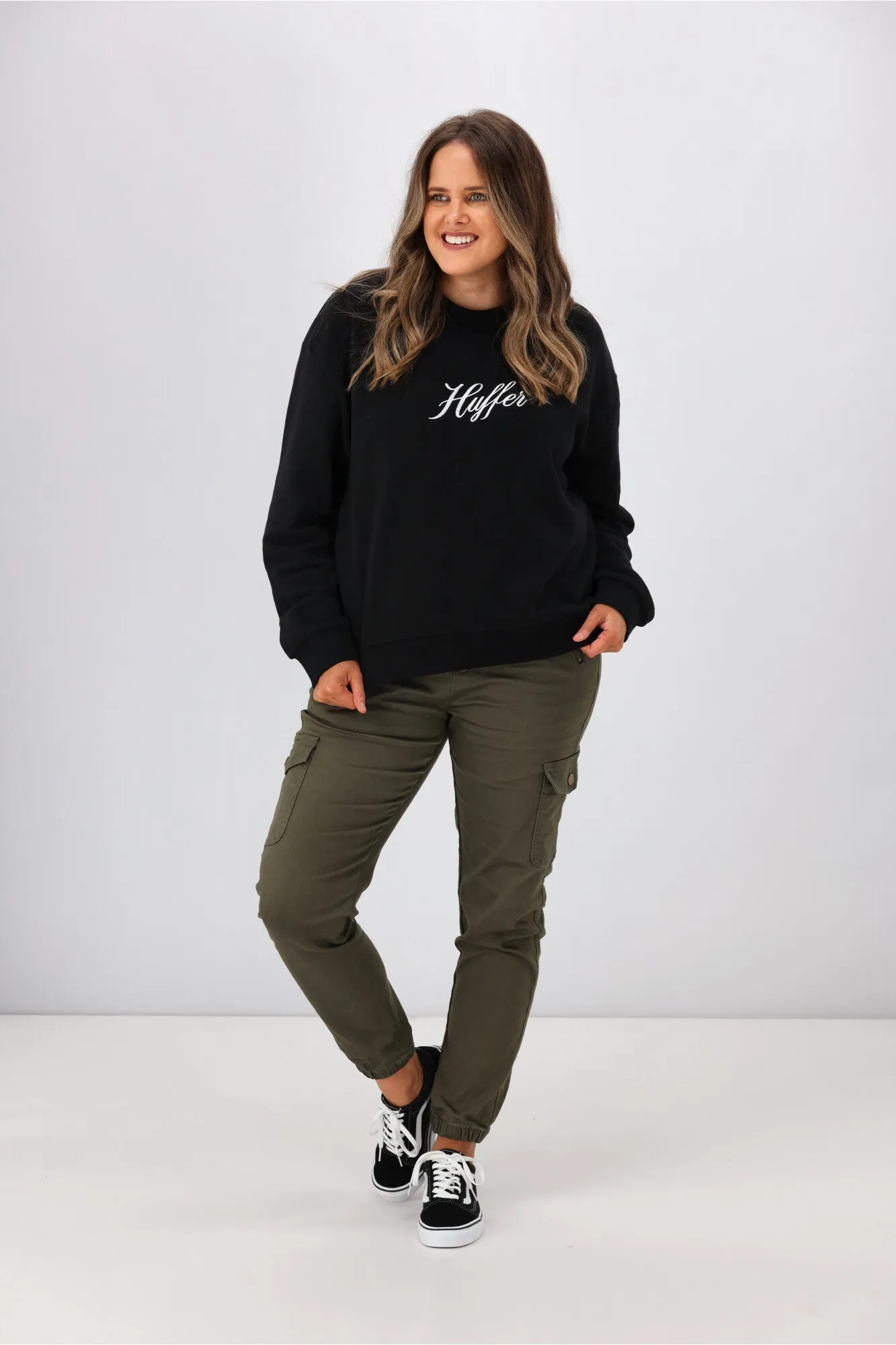 Huffer Womens Slouch Crew Fountain Black sold by Shine On product image thumbnail 5