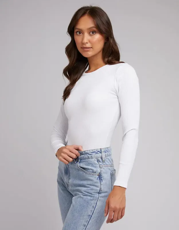 Silent Theory Rib Long Sleeve White sold by Shine On