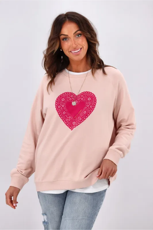 Stella + Gemma Classic Sweater Neon Doily Heart sold by Shine On