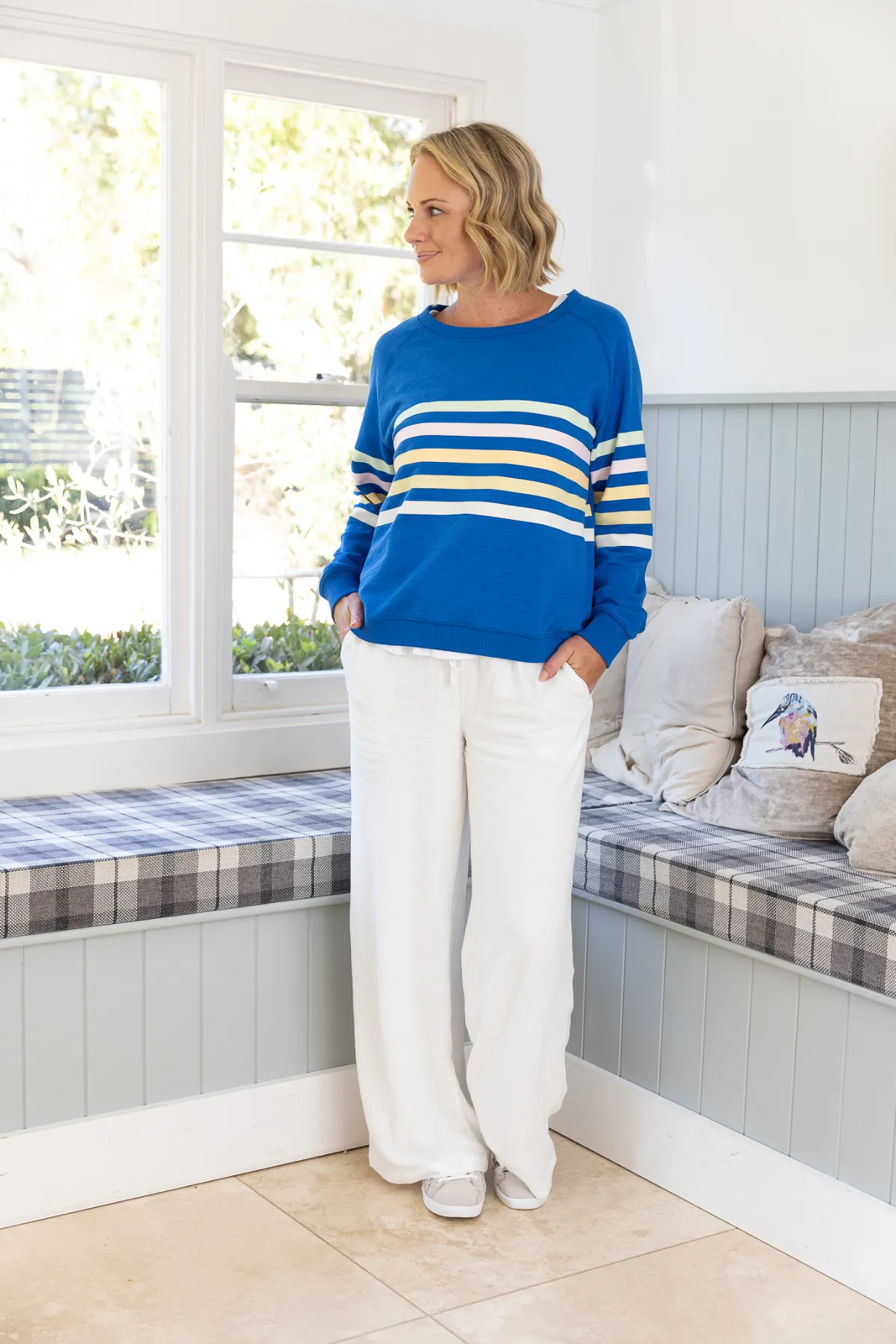 Jovie The Label Forever Sweater Cobalt/Multi Stripes sold by Shine On product image thumbnail 5