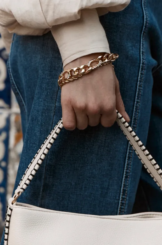 Adorne Diamante Link Bracelet Set Gold sold by Shine On