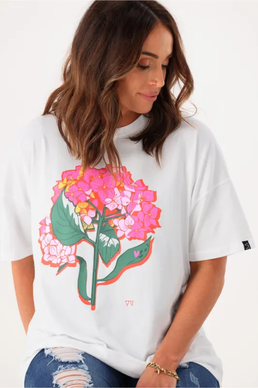 Rebel Club by Shine On Hydrangea Tee White sold by Shine On