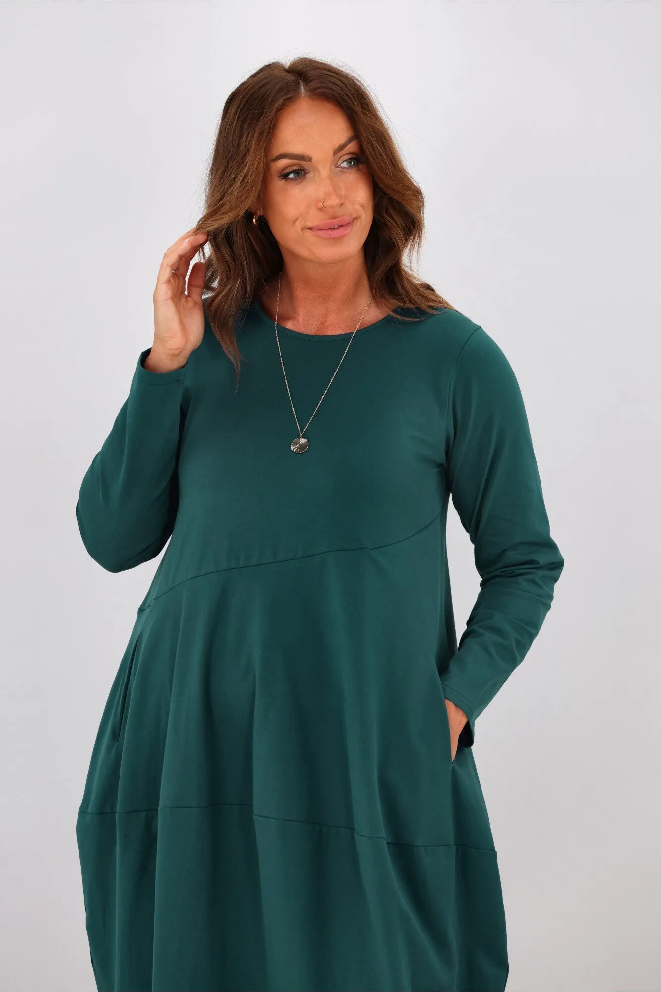 Tirelli L/S Diagonal Seam Dress Ocean Blue sold by Shine On product image thumbnail 4