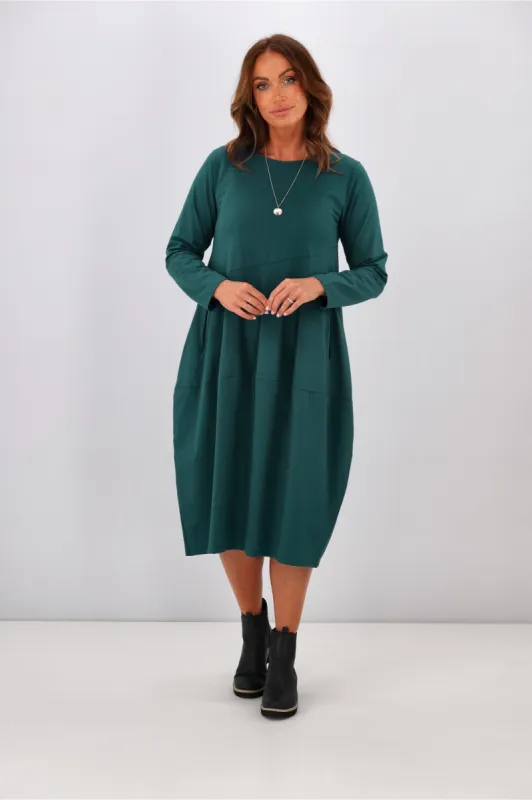 Tirelli L/S Diagonal Seam Dress Ocean Blue sold by Shine On