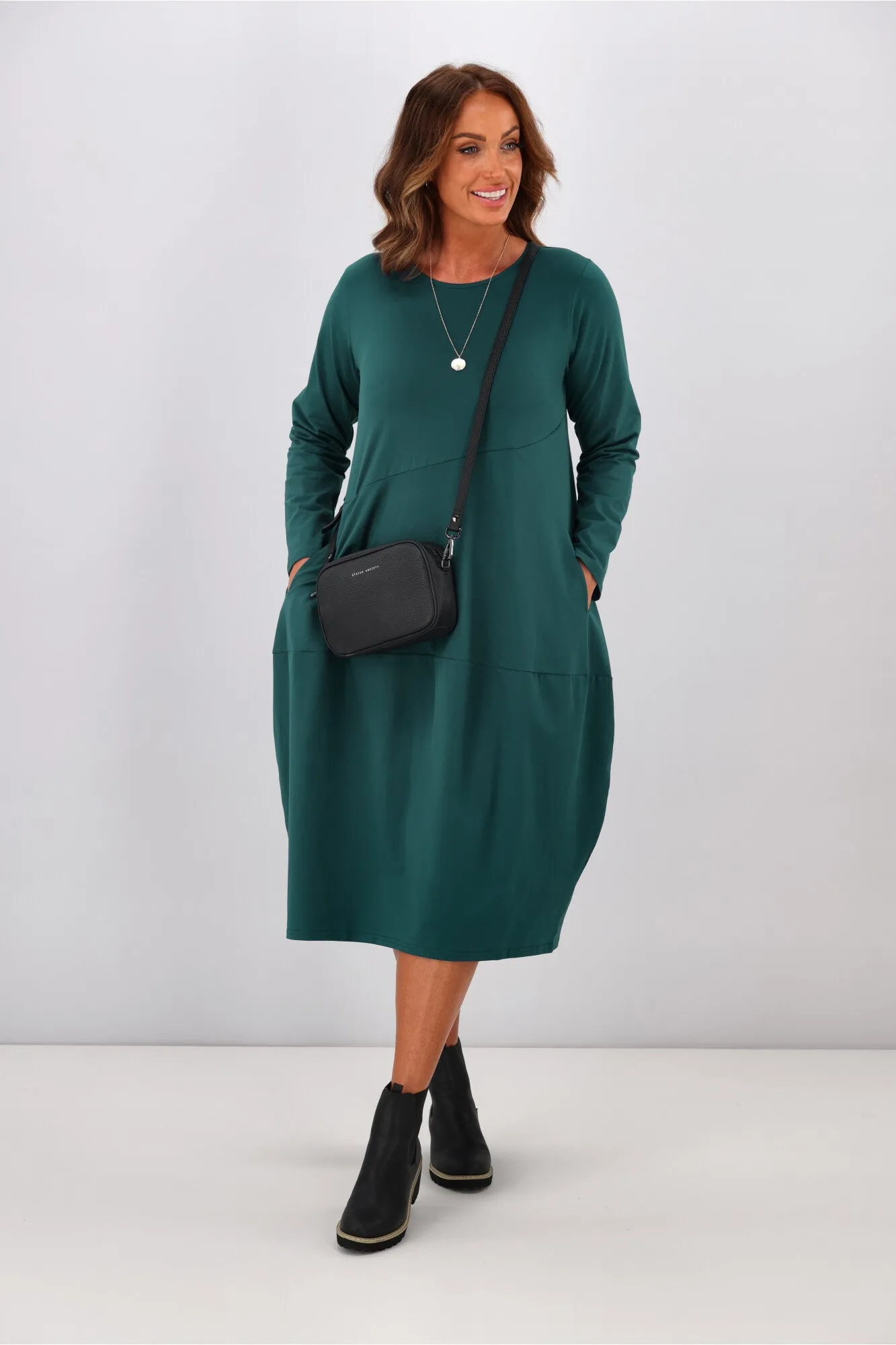 Tirelli L/S Diagonal Seam Dress Ocean Blue sold by Shine On product image thumbnail 3