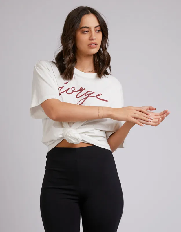 Jorge Script Tee Burgundy sold by Shine On