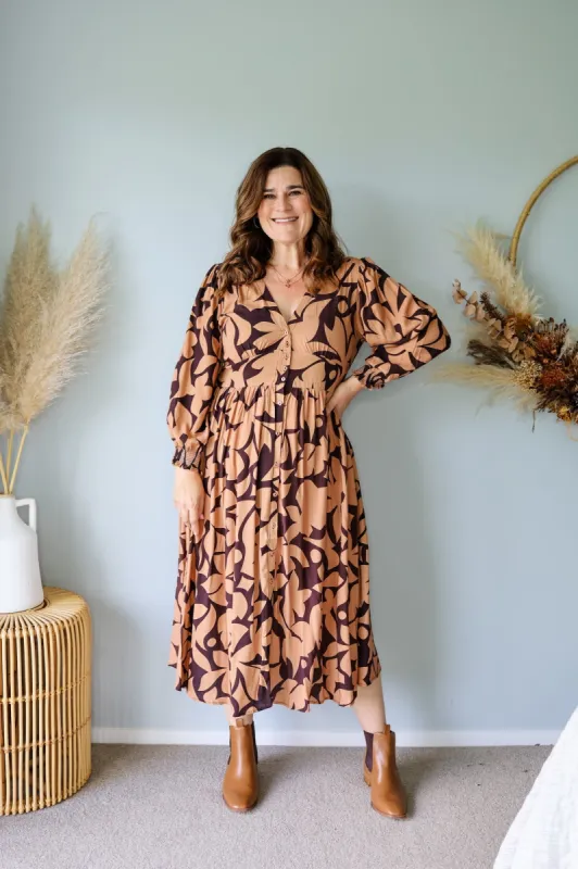 Sunday Boho Minnie Dress Tan Floral sold by Shine On