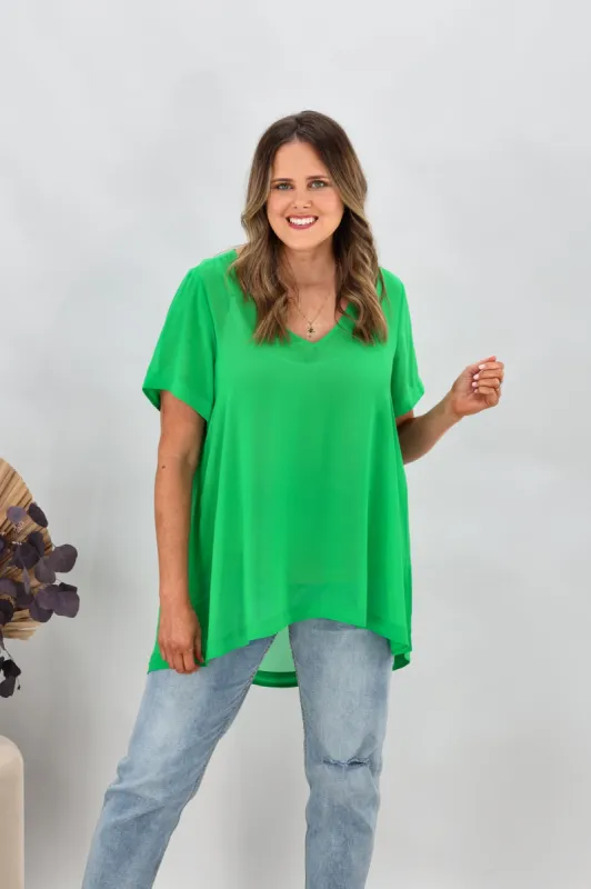 Shine On Label Bridgette Hi Lo Chiffon Top Green sold by Shine On