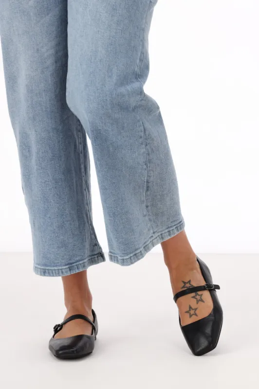 Mollini Tokena Black Leather Flats sold by Shine On