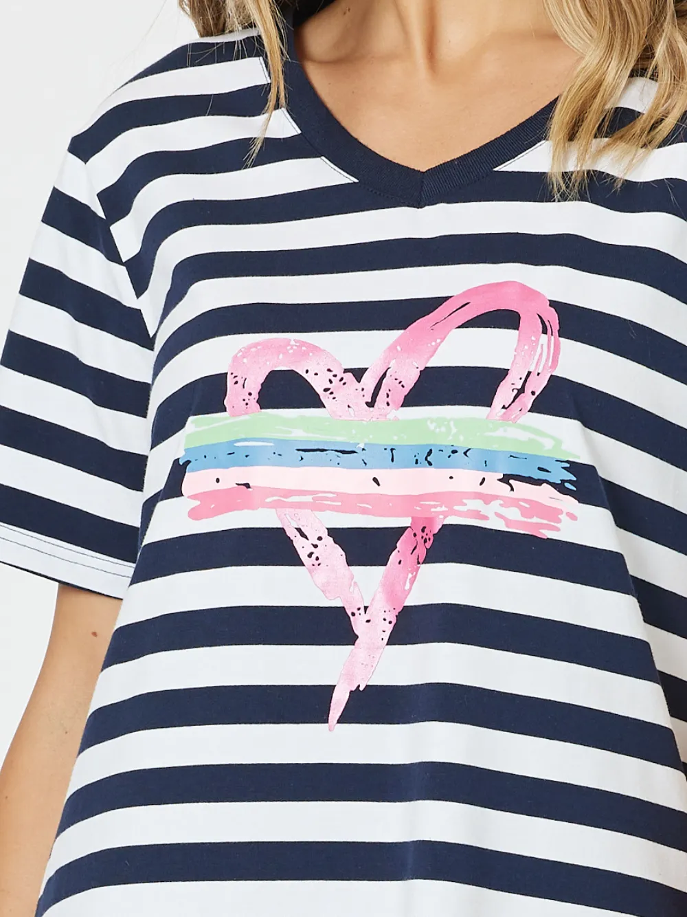Threadz Heart Stripe Tee Navy/White sold by Shine On product image thumbnail 2