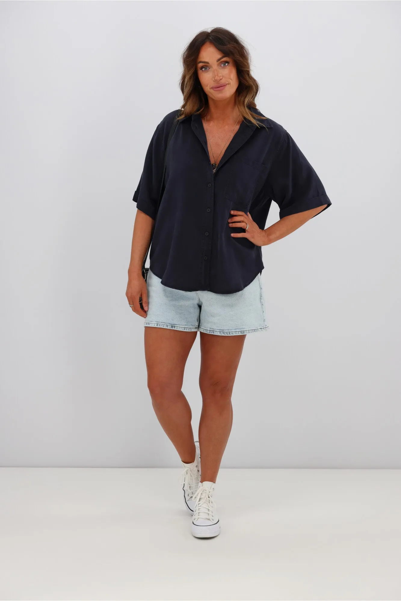 Elm Bliss Washed Shirt Washed Navy sold by Shine On product image thumbnail 3