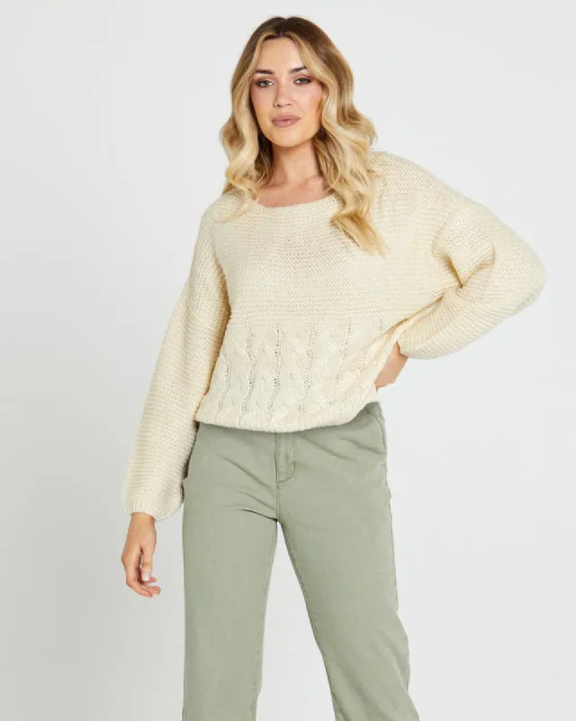 Sass Erin Cable Knit Jumper Cream made by Shine On