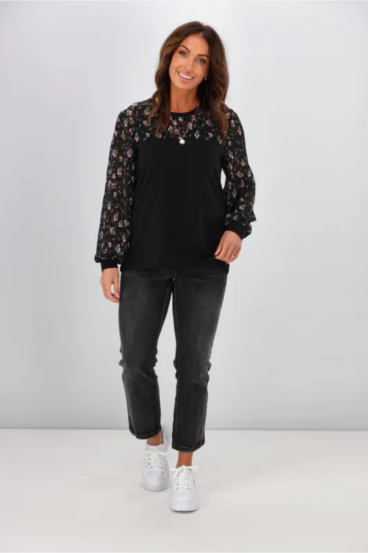 Shine On Label Loretta Contrast Top Black sold by Shine On